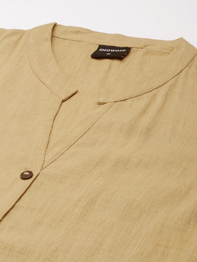 women beige mandarin neck straight kurta - 20960936 - Standard Image - 6