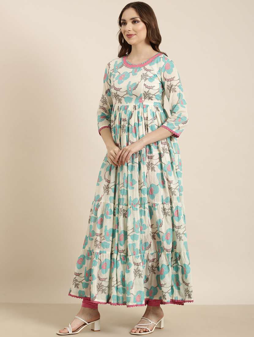 women floral print tiered kurta - 20960937 -  Standard Image - 1
