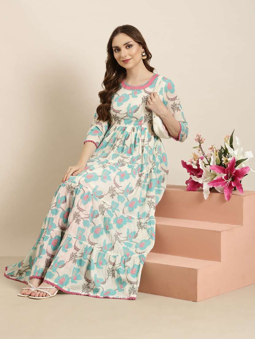 women floral print tiered kurta - 20960937 -  Standard Image - 4