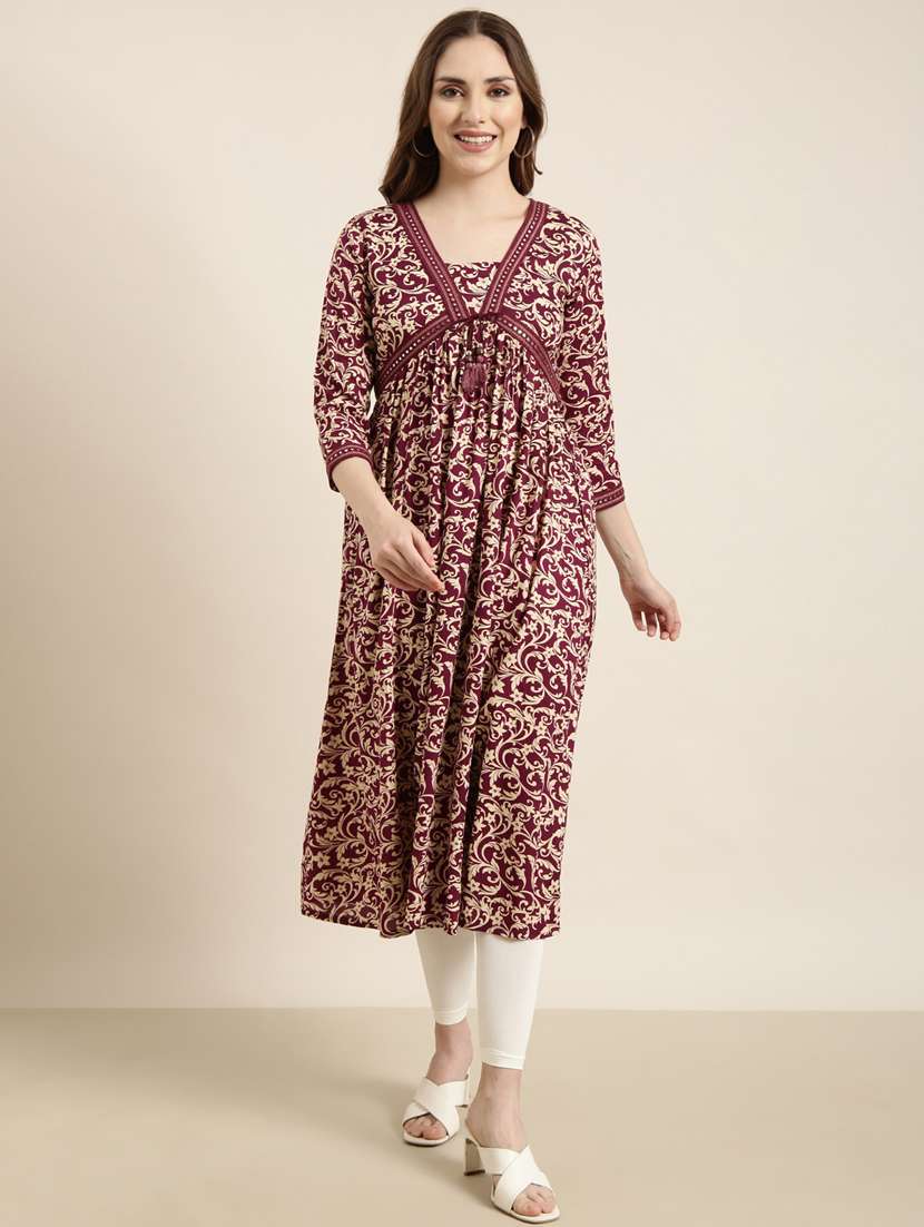 women three quarter sleeve anarkali kurta