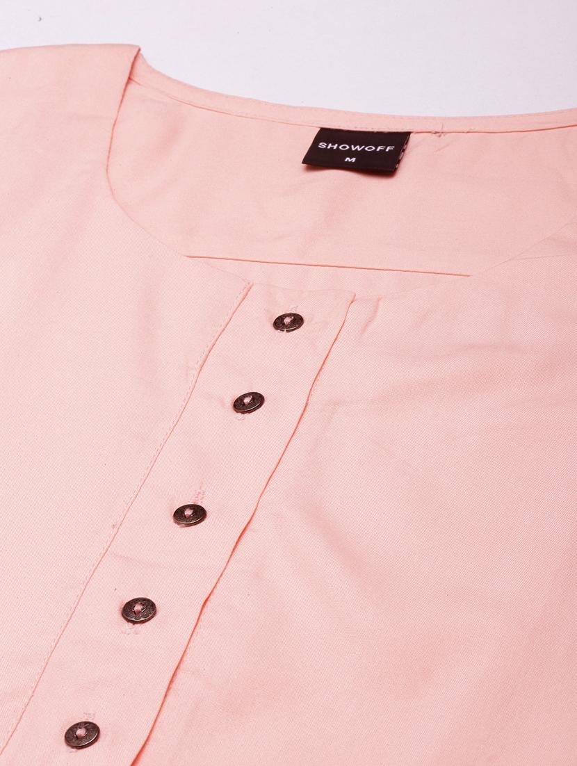 women pink mandarin neck straight kurta - 20960946 - Standard Image - 6