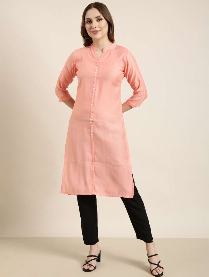 women three quarter sleeve straight kurta