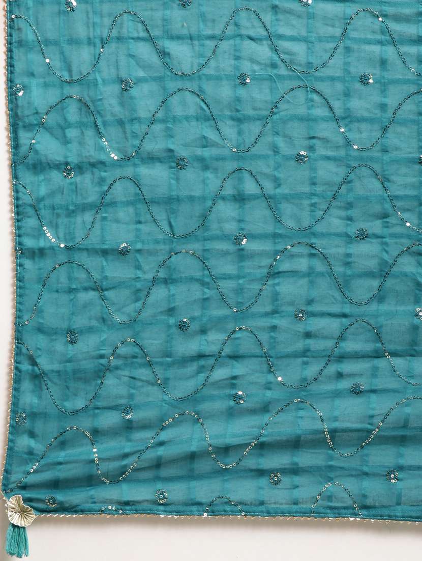 women foil print v neck kurta dupatta set - 20960973 -  Standard Image - 6