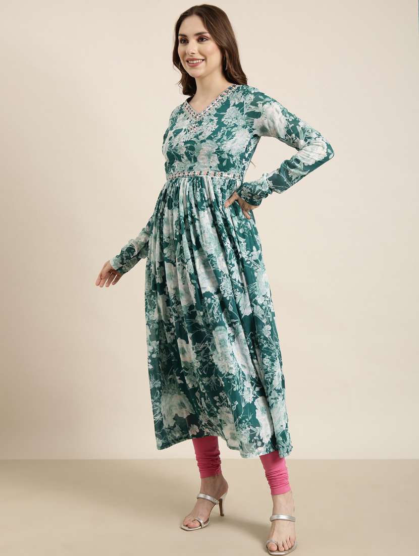 women floral printed v neck kurta dupatta set - 20960974 -  Standard Image - 1