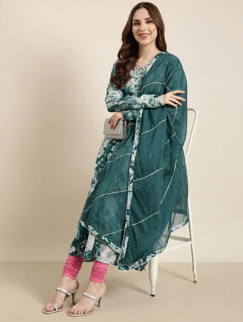 women floral printed v neck kurta dupatta set - 20960974 -  Standard Image - 4