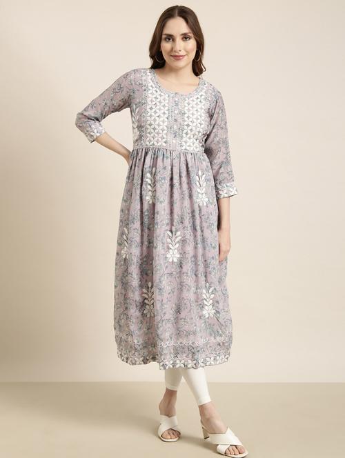 women three quarter sleeve anarkali kurta - 20960986 - Standard Image - 0