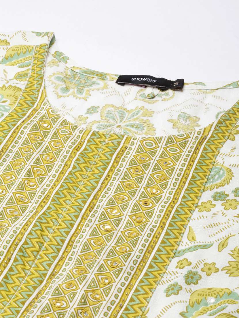 women white round neck floral printed kurta - 20961007 - Standard Image - 6