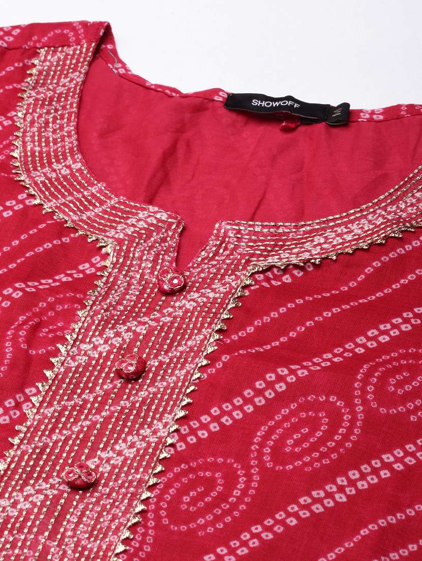 women pink notch neck straight kurta - 20961008 -  Standard Image - 6