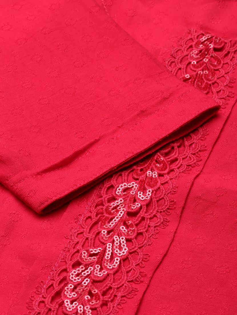 women red round neck straight kurta - 20961013 - Standard Image - 6