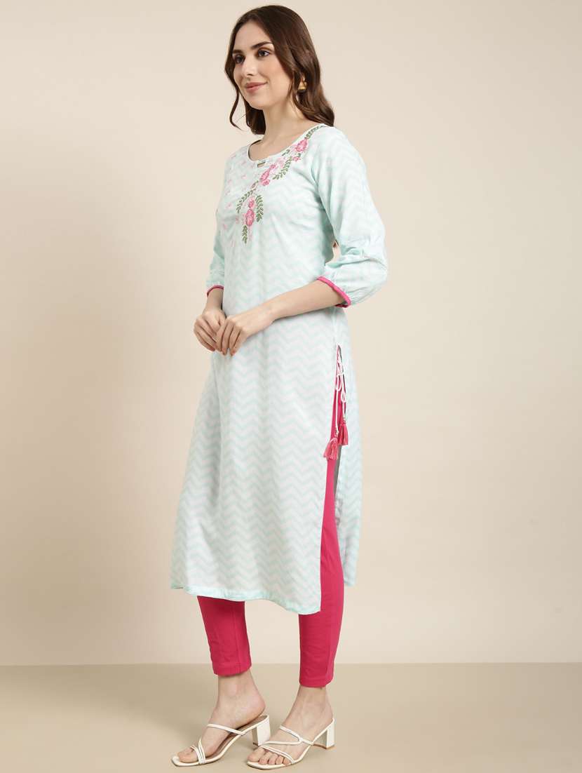women three quarter sleeve straight kurta - 20961020 -  Standard Image - 1