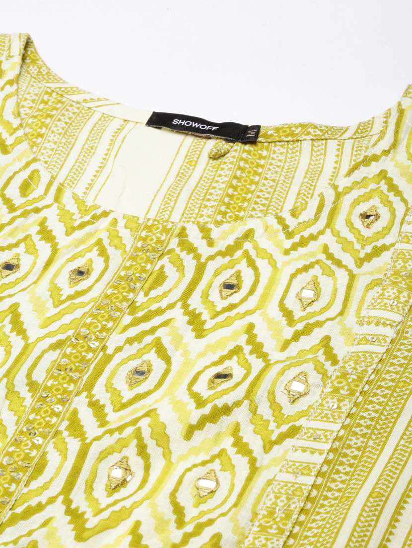 women lime round neck straight kurta - 20961030 -  Standard Image - 6