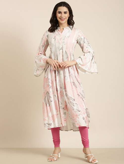 women bell sleeve a-line kurta - 20961036 - Standard Image - 0