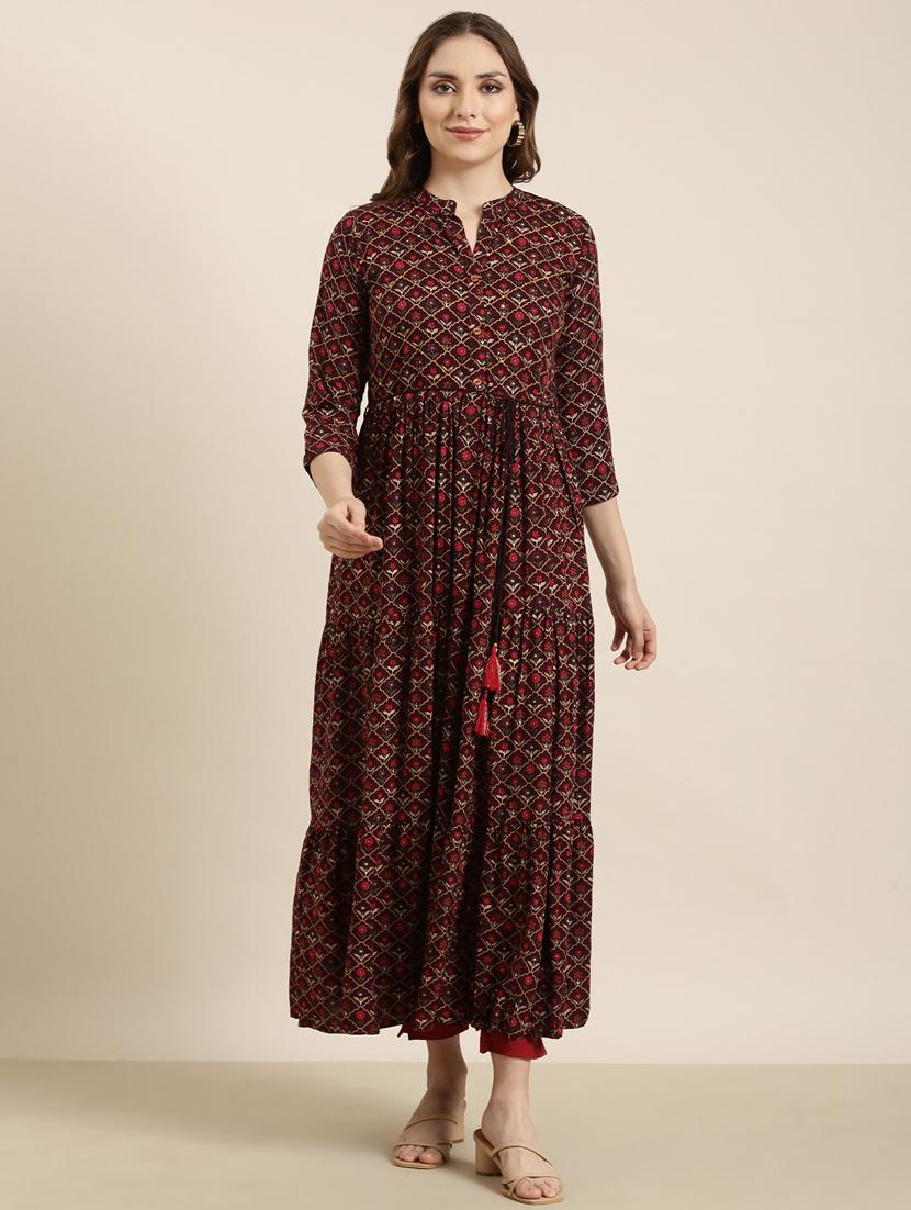 women three quarter sleeve anarkali kurta - 20961047 - Zoom Image - 0