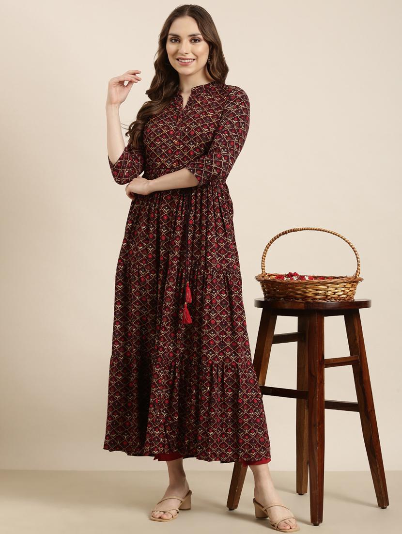 women three quarter sleeve anarkali kurta - 20961047 - Standard Image - 4
