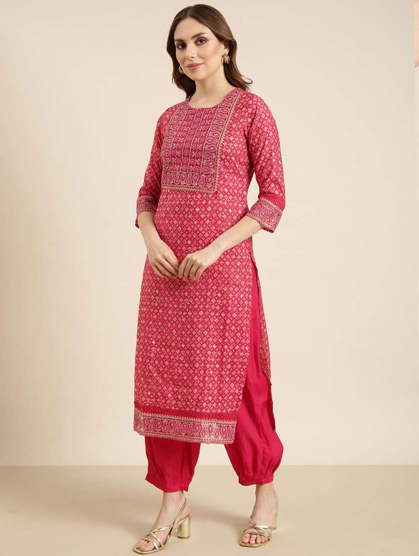 women pink printed kurta salwar set with dupatta - 20961076 -  Standard Image - 1