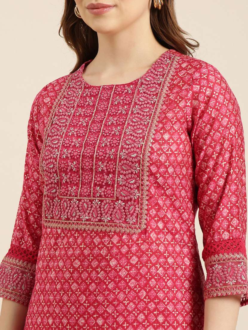 women pink printed kurta salwar set with dupatta - 20961076 -  Standard Image - 6