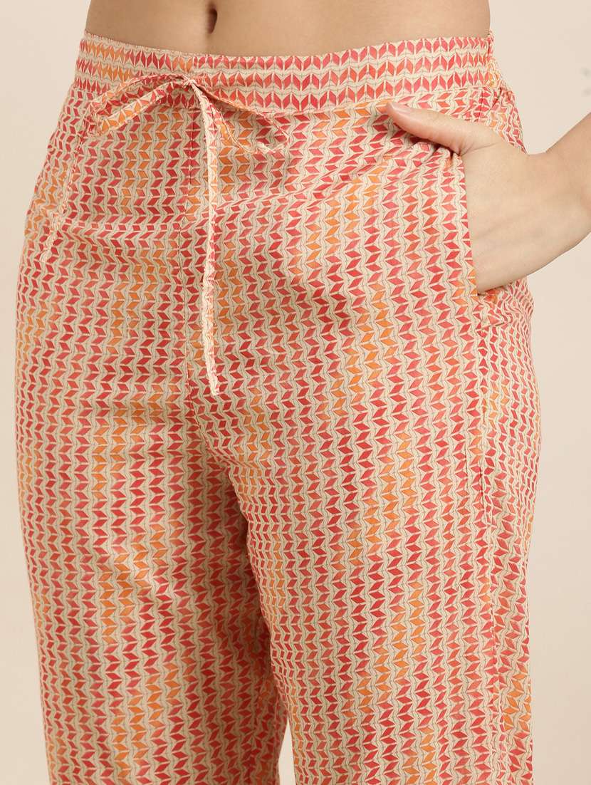 women beige geometric kurta pant set with dupatta - 20961094 -  Standard Image - 6