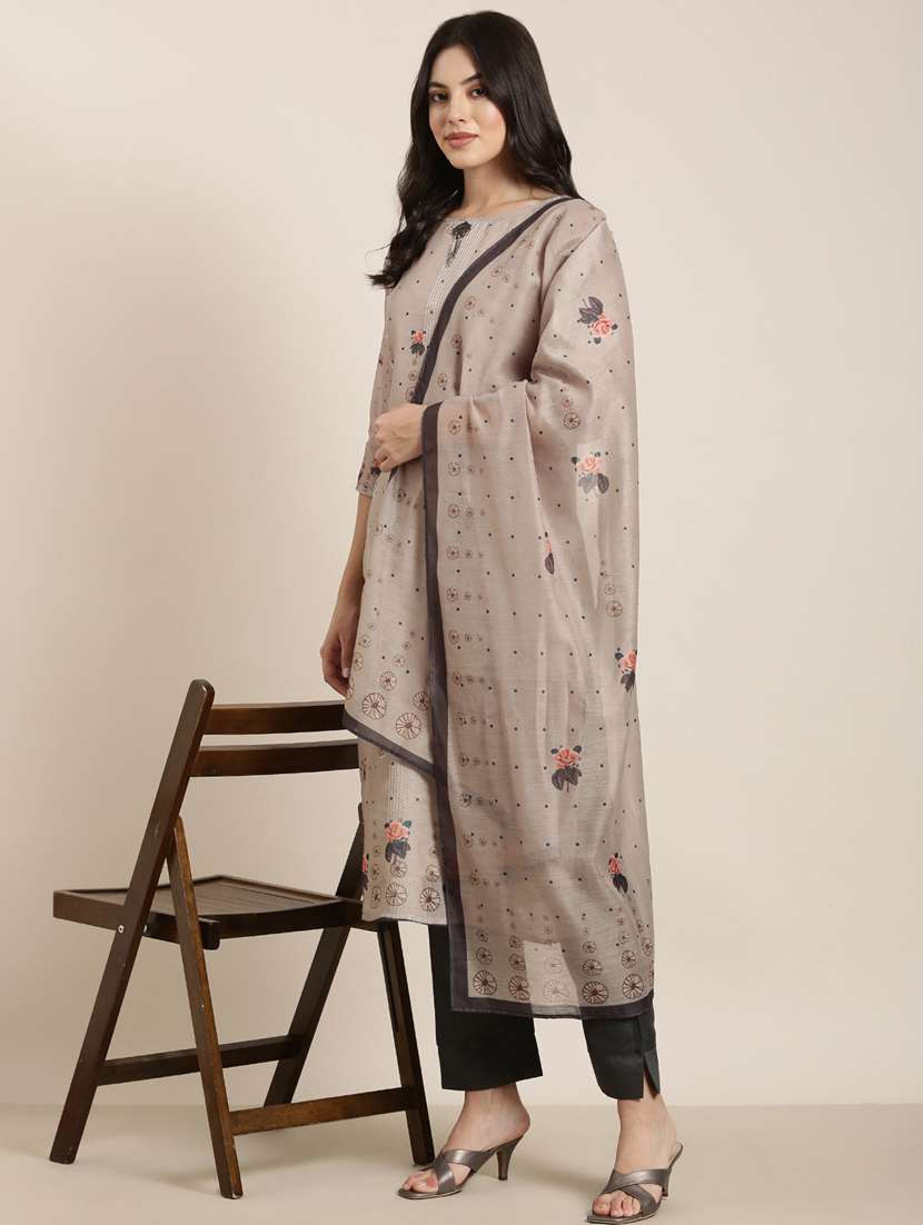 women grey floral kurta pant set with dupatta - 20961096 -  Standard Image - 4