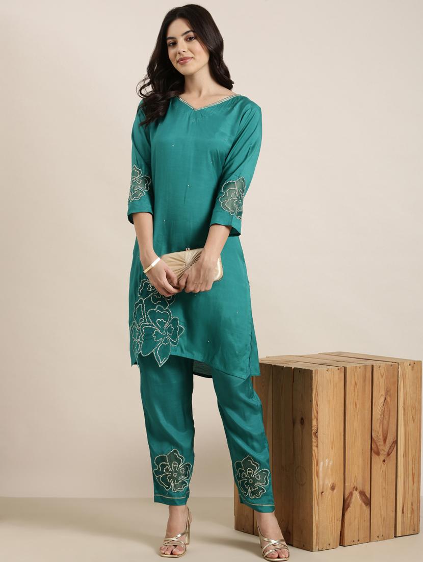 women three quarter sleeve kurta pant set - 20961166 - Standard Image - 4