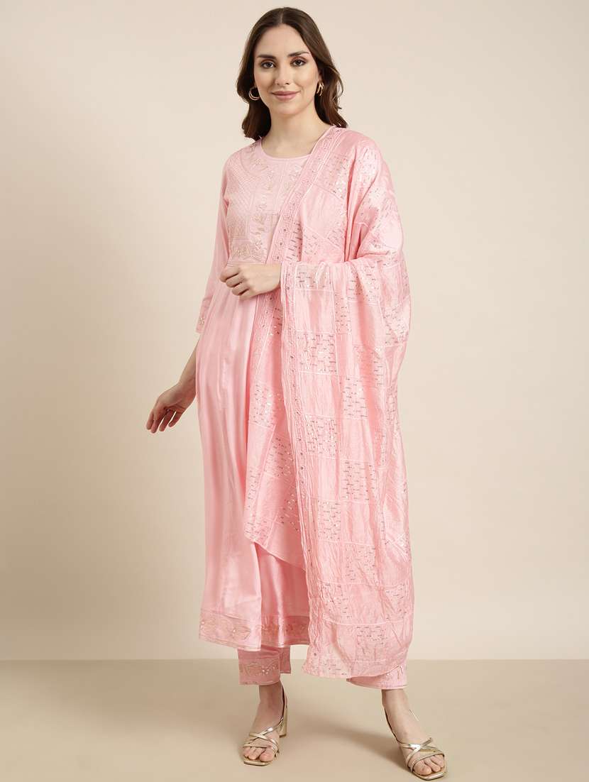 women embroidered kurta pant set with dupatta