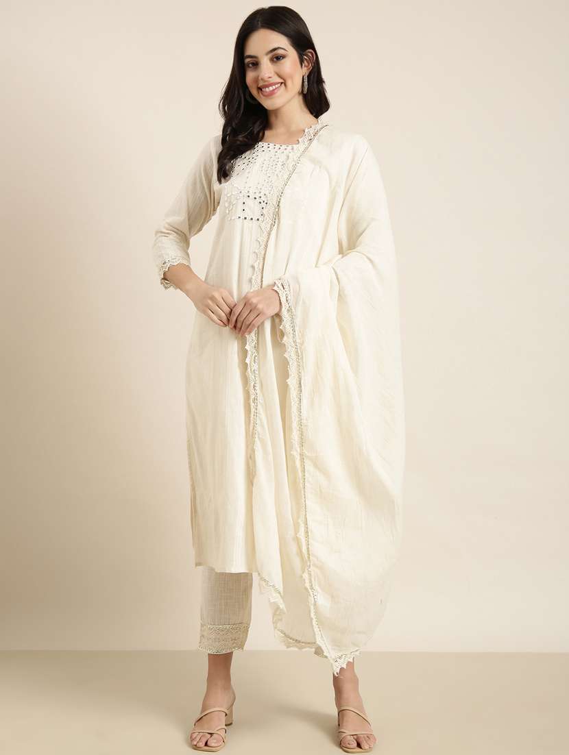 women mirror work kurta pant set with dupatta - 20961195 -  Standard Image - 1