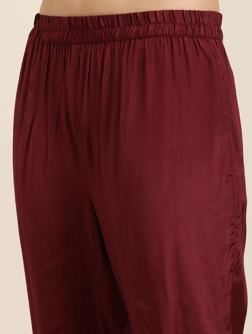 women maroon floral kurta pant set with dupatta - 20961205 -  Standard Image - 6