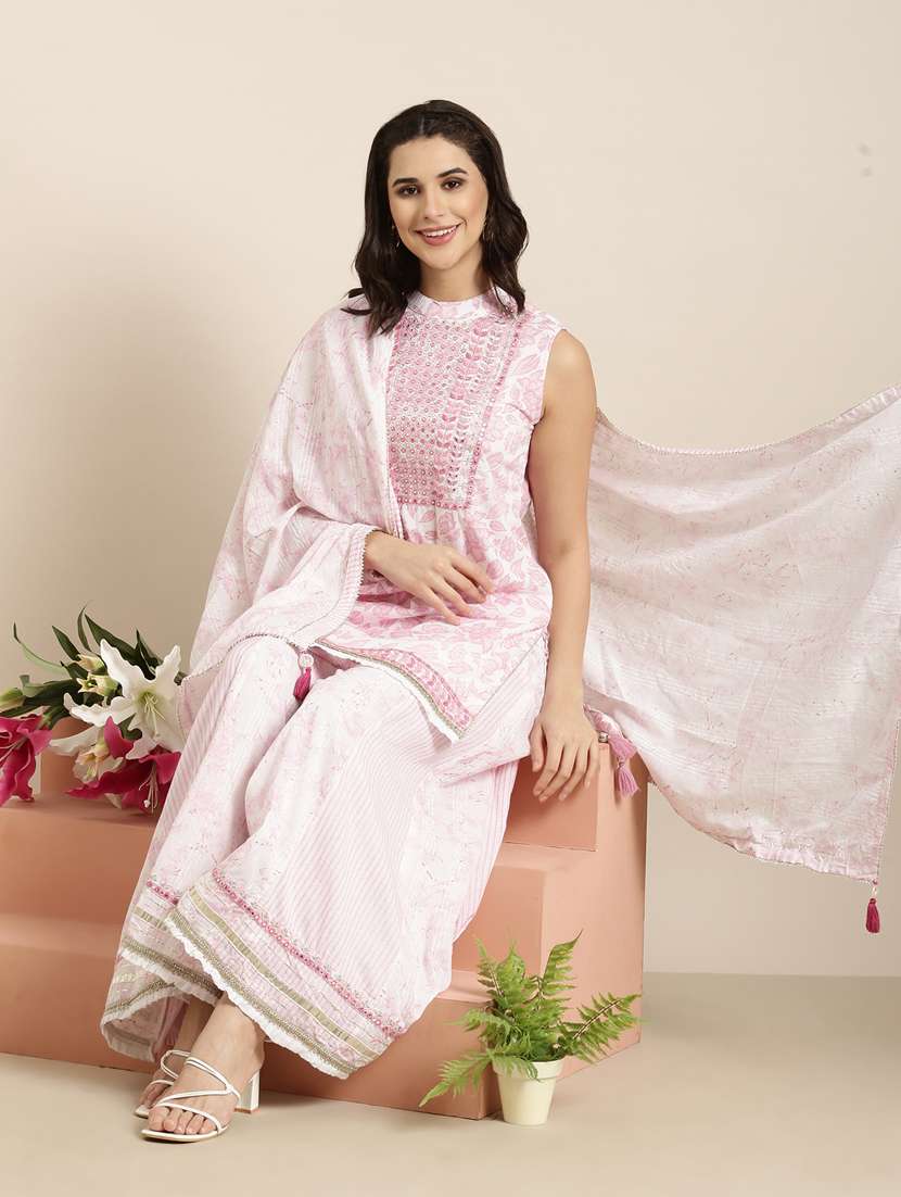 women floral kurta sharara set with dupatta - 20961208 -  Standard Image - 4