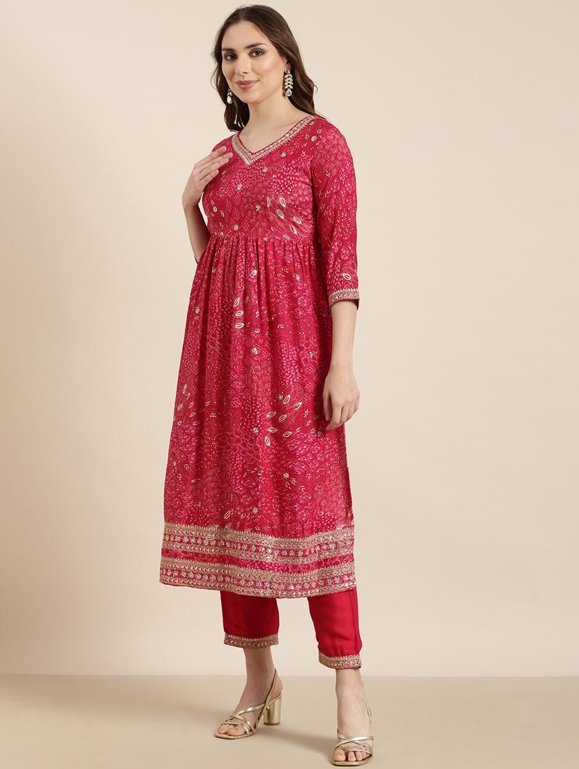 women printed kurta pant set with dupatta - 20961219 -  Standard Image - 1