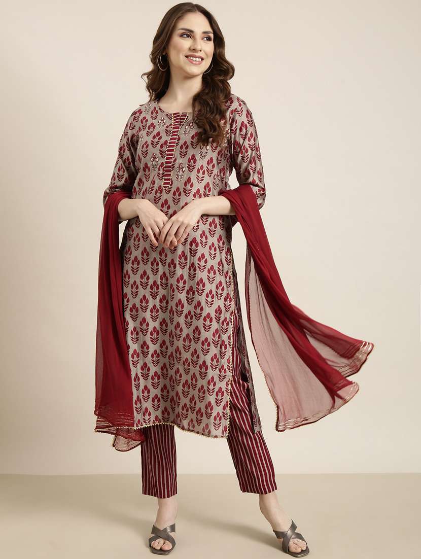 women printed kurta pant set with dupatta - 20961222 -  Standard Image - 1