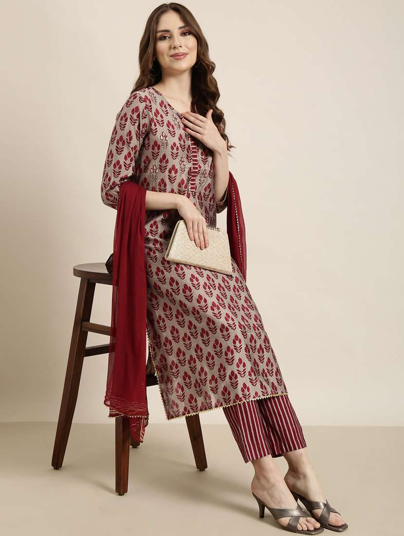 women printed kurta pant set with dupatta - 20961222 -  Standard Image - 4