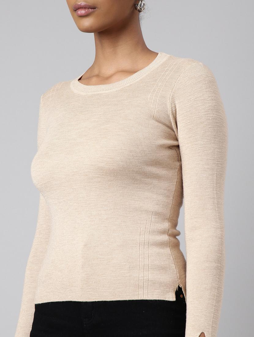 women beige solid regular top - 20961255 - Standard Image - 6
