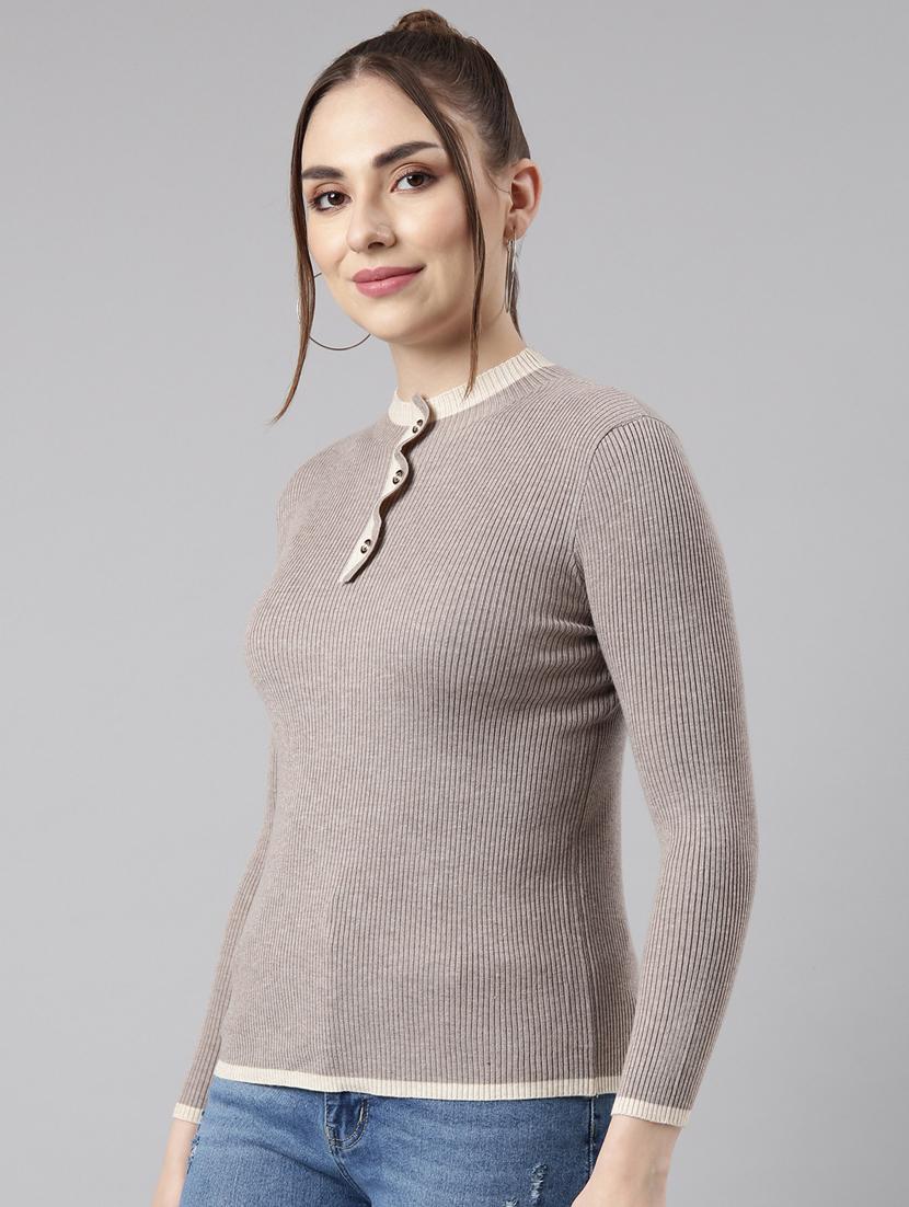 women long sleeved solid regular pullover - 20961256 -  Standard Image - 1