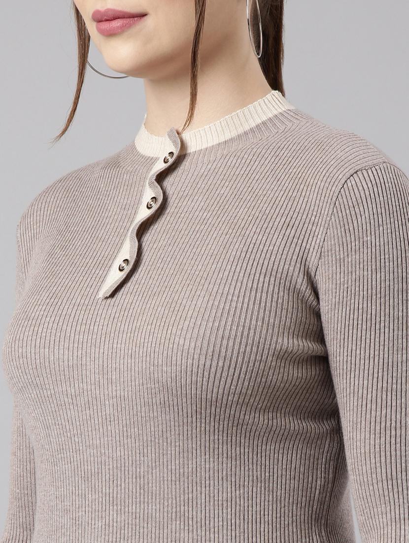 women long sleeved solid regular pullover - 20961256 - Standard Image - 6
