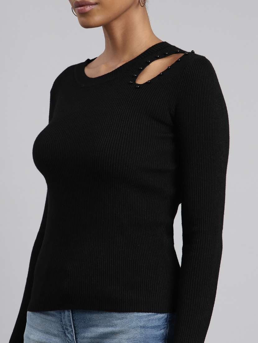 women black solid regular top - 20961259 -  Standard Image - 6