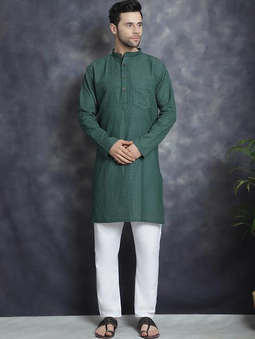 green striped printed detailed kurta - 20961274 - Standard Image - 0