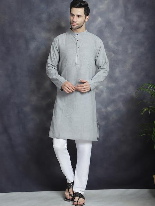 men mandarin neck striped long kurta - 20961276 -  Standard Image - 0