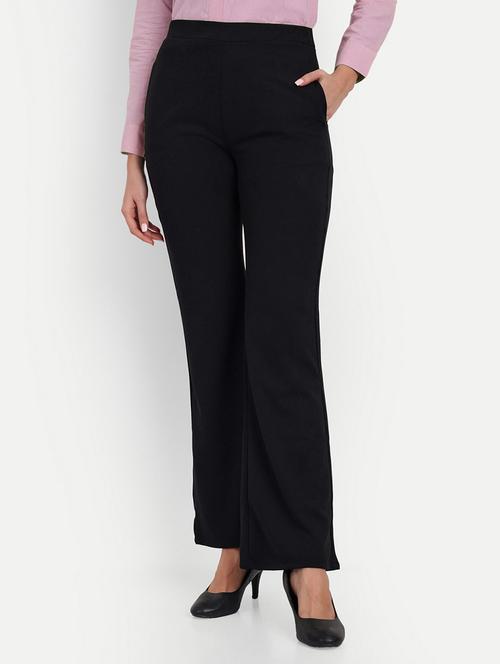 women solid high rise bootcut trouser - 20961497 -  Standard Image - 0