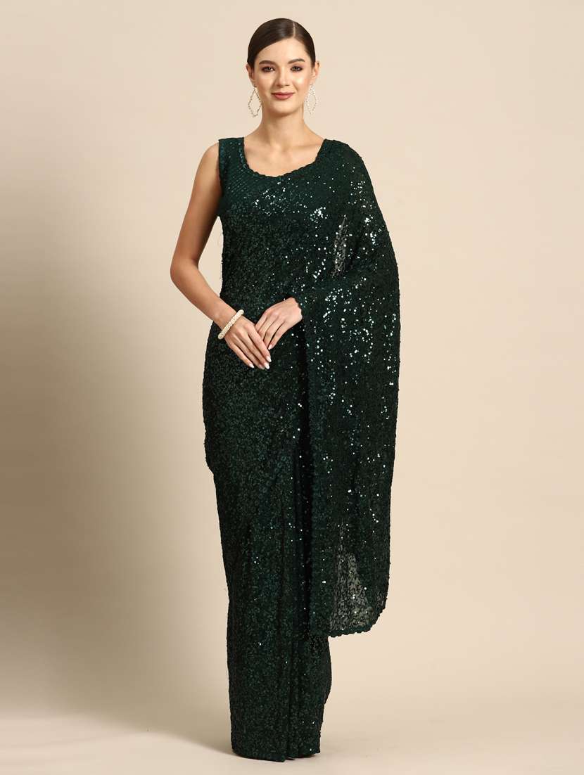 women sequined work saree with blouse