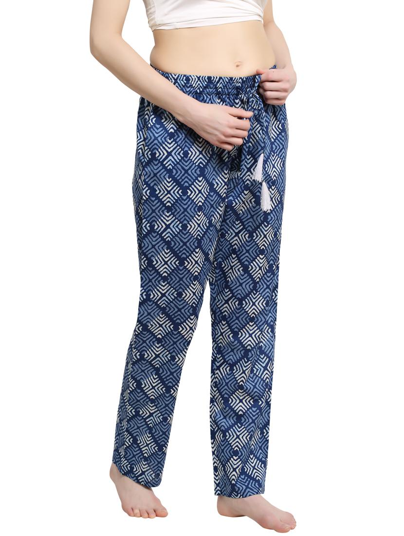 blue block printed pajama - 20961712 - Standard Image - 1