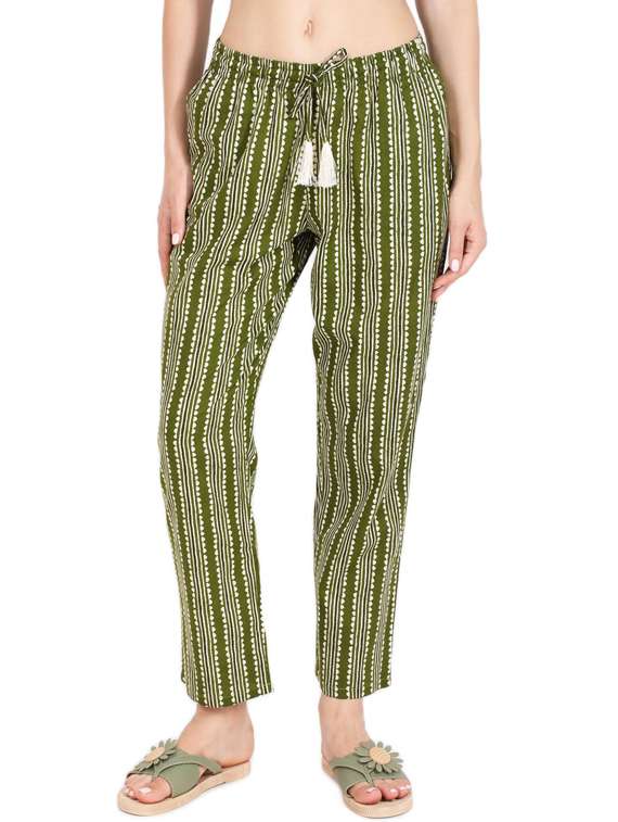 green stripes printed pajama