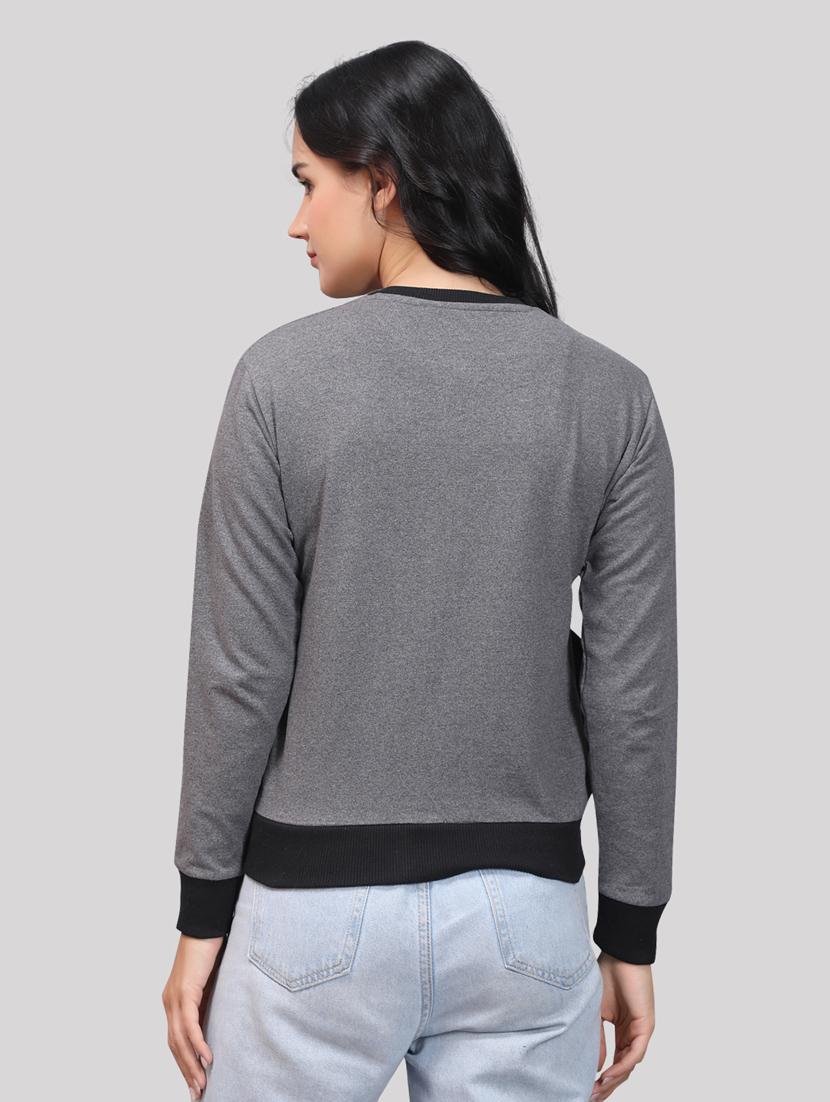 women grey solid regular sweatshirt - 20961874 -  Standard Image - 1