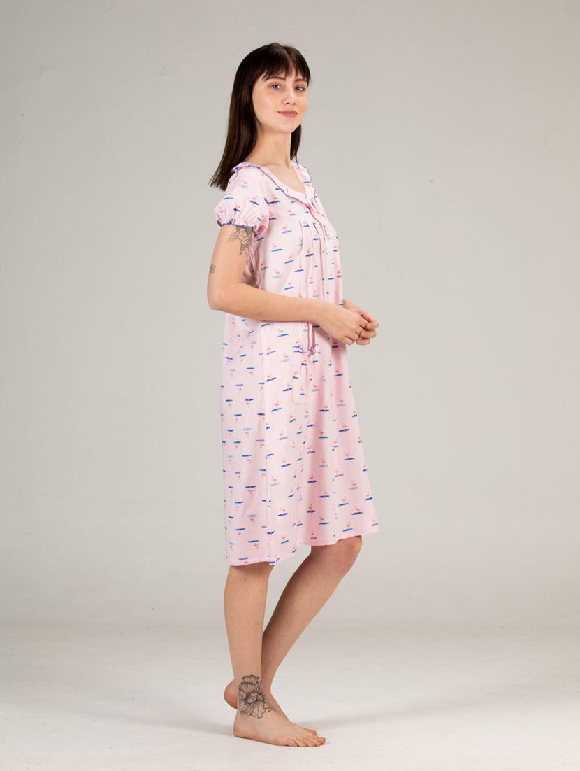 women tie up neck short sleeves nighties - 20961885 -  Standard Image - 1
