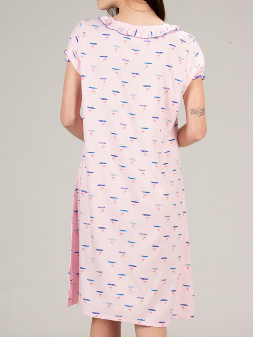 women tie up neck short sleeves nighties - 20961885 - Standard Image - 4