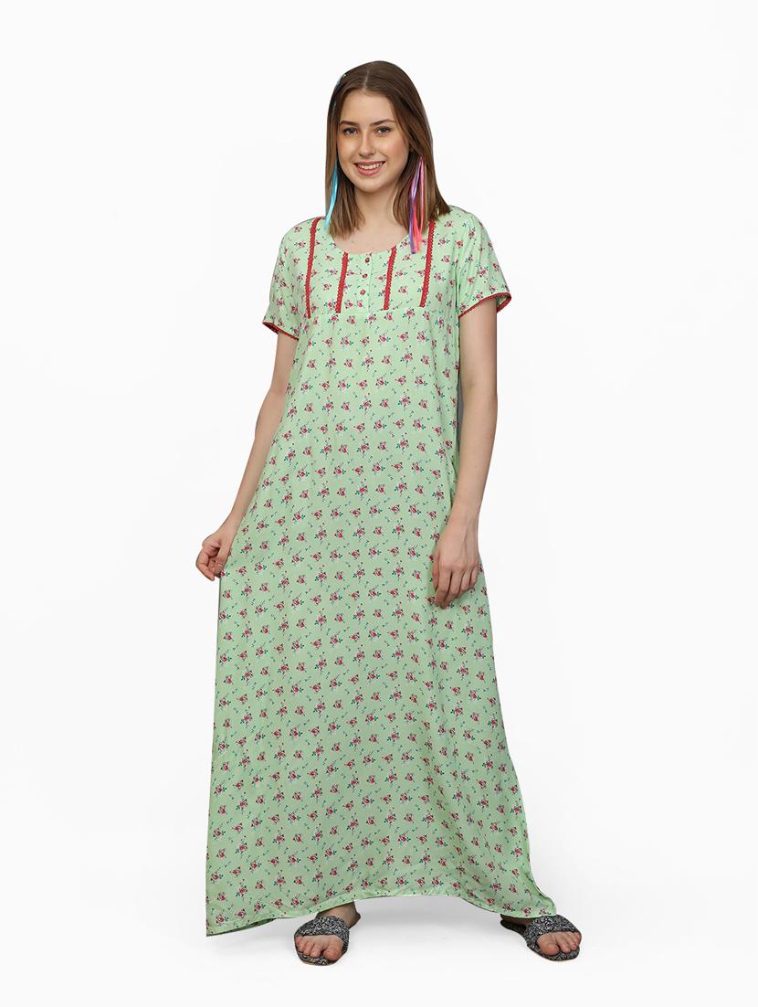 women green floral printed night dress - 20961917 - Standard Image - 1