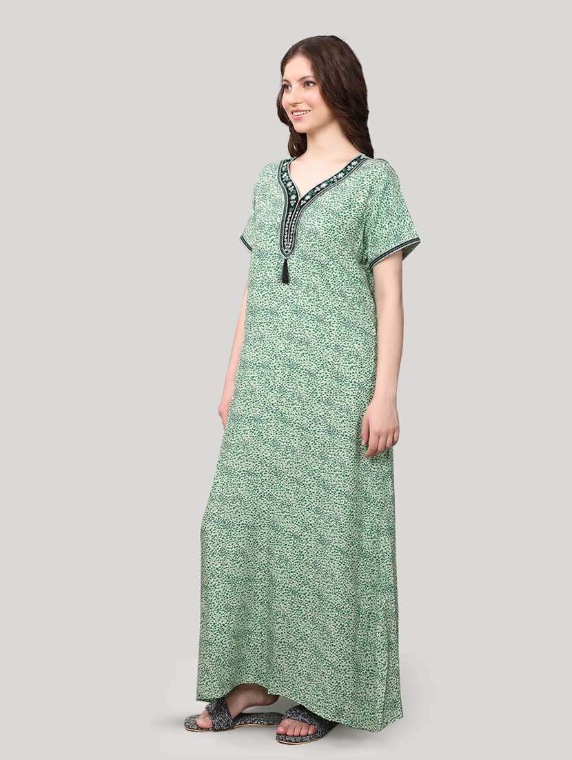 women v neck short sleeves nighties - 20961918 -  Standard Image - 1