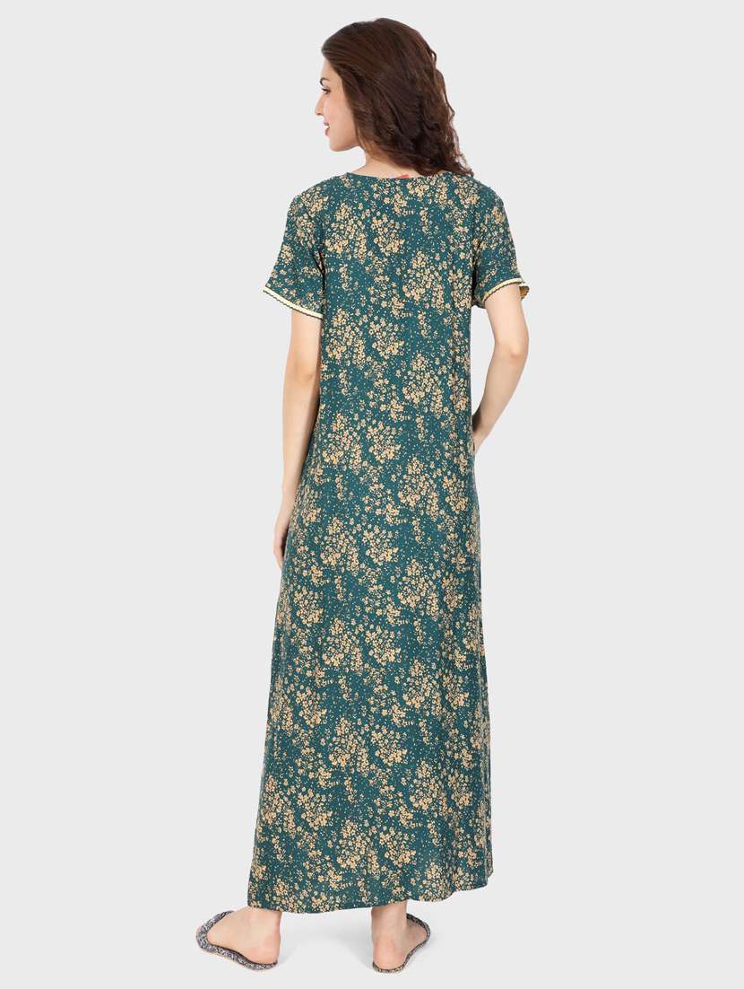women green printed short sleeves nighties - 20961944 -  Standard Image - 1