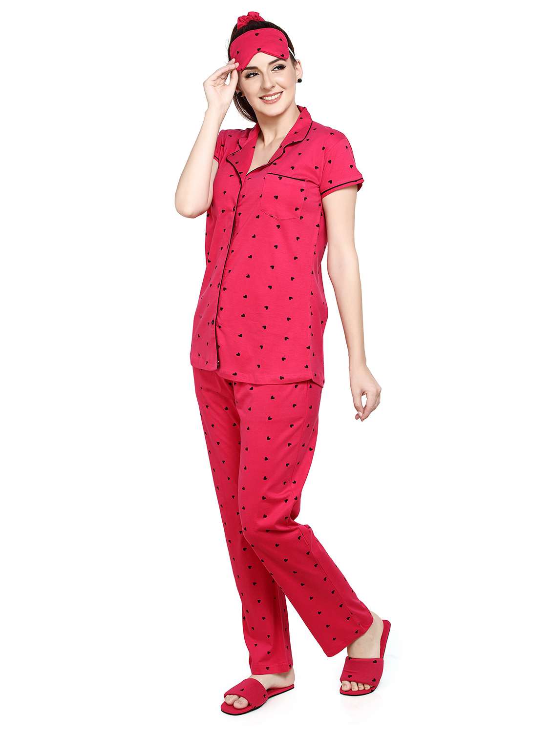 women red printed shirt & pyjama set - 20962140 -  Standard Image - 1