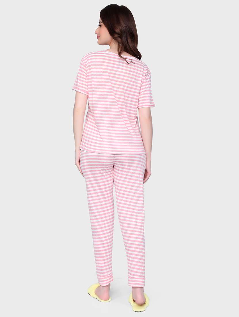 women round neck printed pyjama nightwear set - 20962212 -  Standard Image - 1