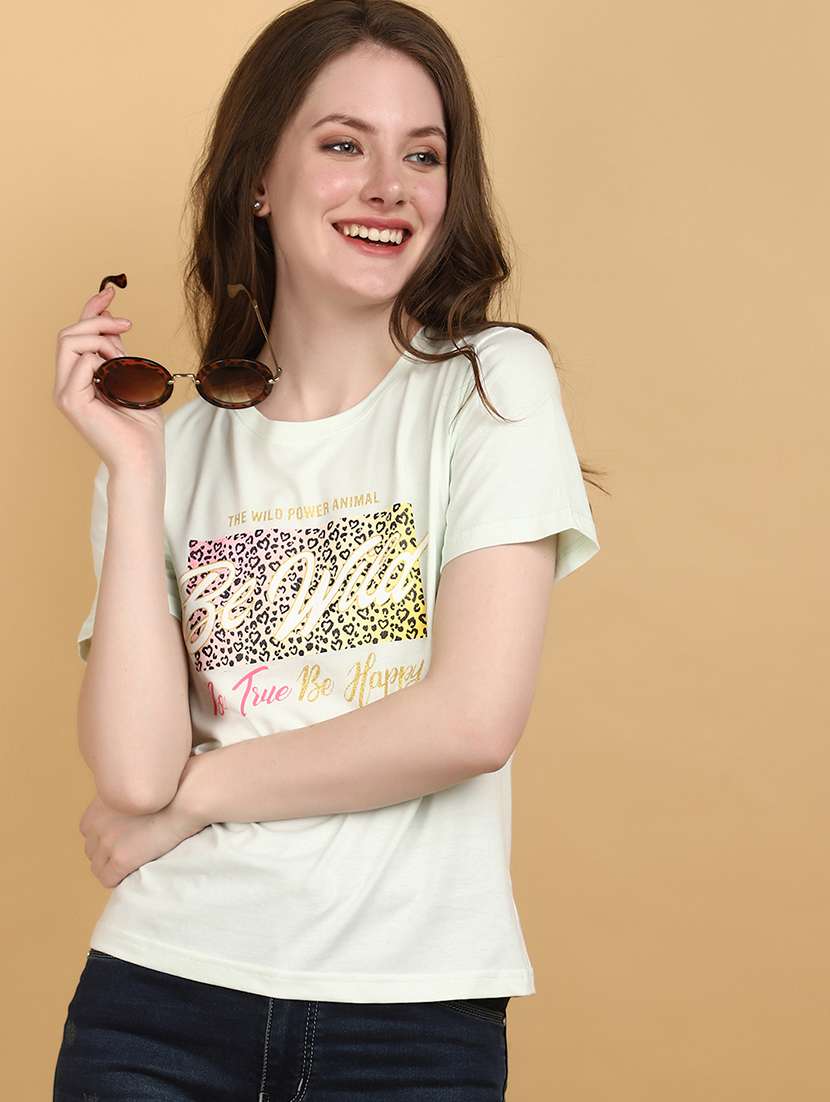 white cotton chest print t-shirt - 20962360 -  Standard Image - 1