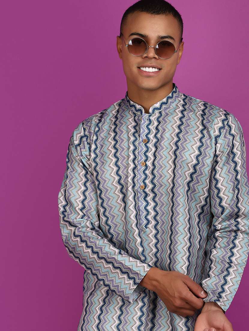 men printed kurta churidar ethnic wear set - 20962371 -  Standard Image - 4